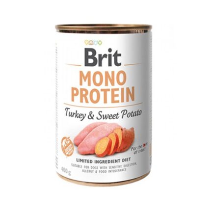 Alimento húmedo en lata para perro sabor Pavo y Camote marca Brit.