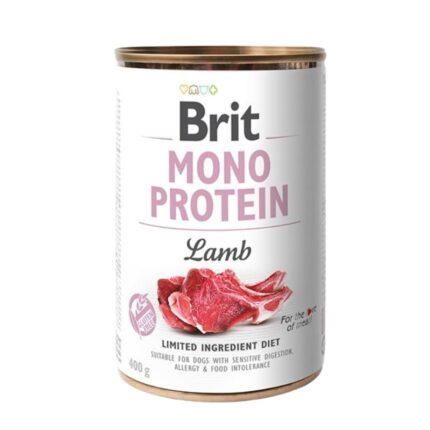 Alimento húmedo en lata para perro sabor cordero marca Brit.