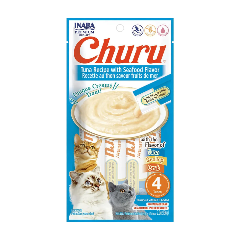 Churu Atún con Mariscos Snack para Gatos 14 gr X 4 Tubos Churu Atún con Mariscos Snack para Gatos 14 gr X 4 Tubos - Imagen 1