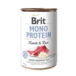Alimento húmedo en lata para perro sabor cordero y arroz marca brit.
