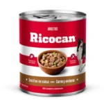 Con los trocitos en salsa sabor a carne y verduras para perros adultos de la marca Ricocan