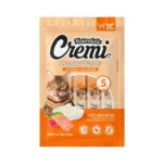 Snack para gatos cremosamente irresistible, hecho con carne real de salmón y atún.