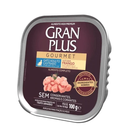 Gran Plus Gourmet Gato Adulto Castrado Sabor Pollo 100Gr Alimento Húmedo (1)