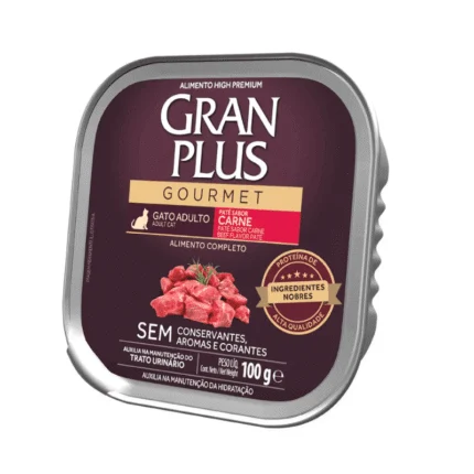 Gran Plus Gourmet Gato Adulto Sabor Carne 100Gr Alimento Húmedo
