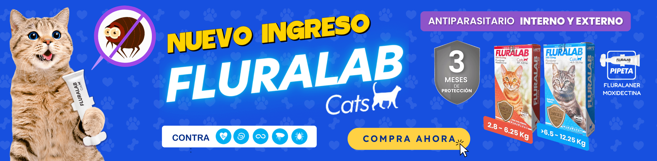 ANTIPULGAS PARA GATOS FLURALAB CATS PIPETA