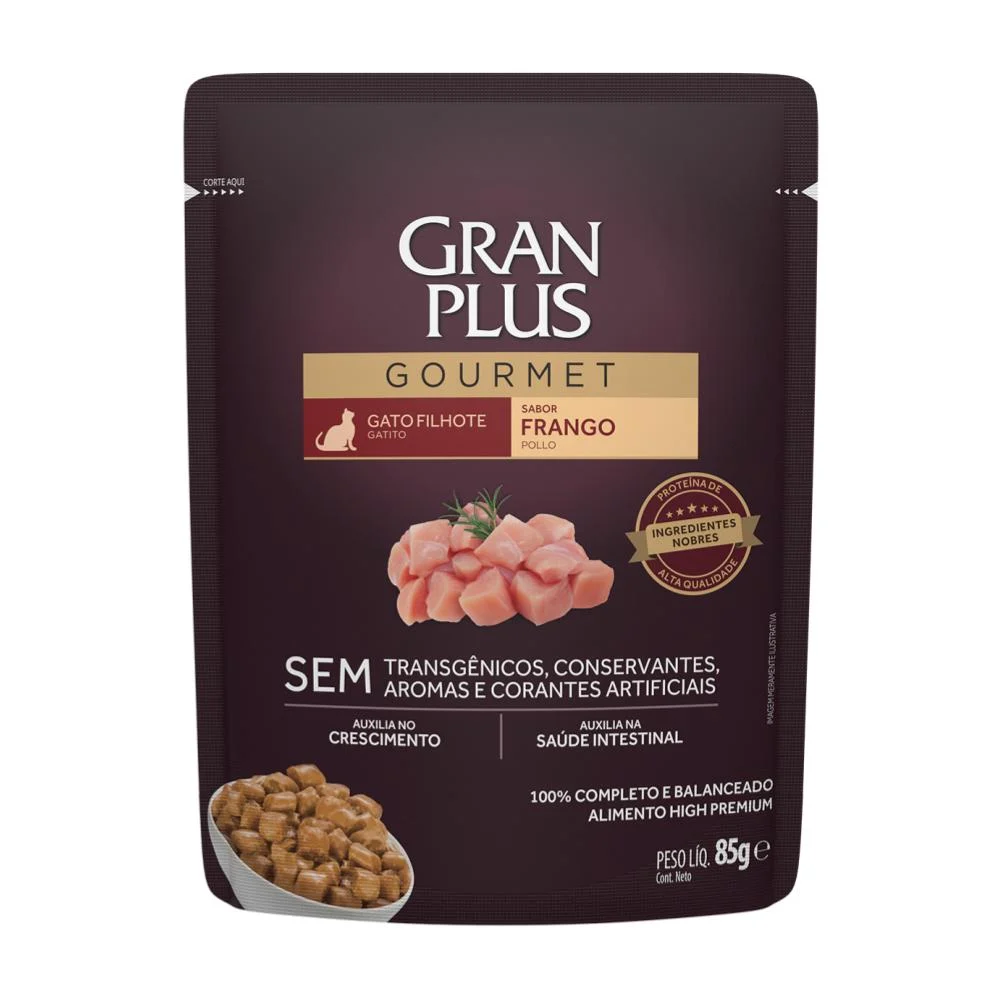 Gran-Plus-Gourmet-Pollo-85gr-Gatitos-pequenos Gran Plus Gourmet Pollo Alimento Húmedo para Gatitos 85 gr - Imagen 1