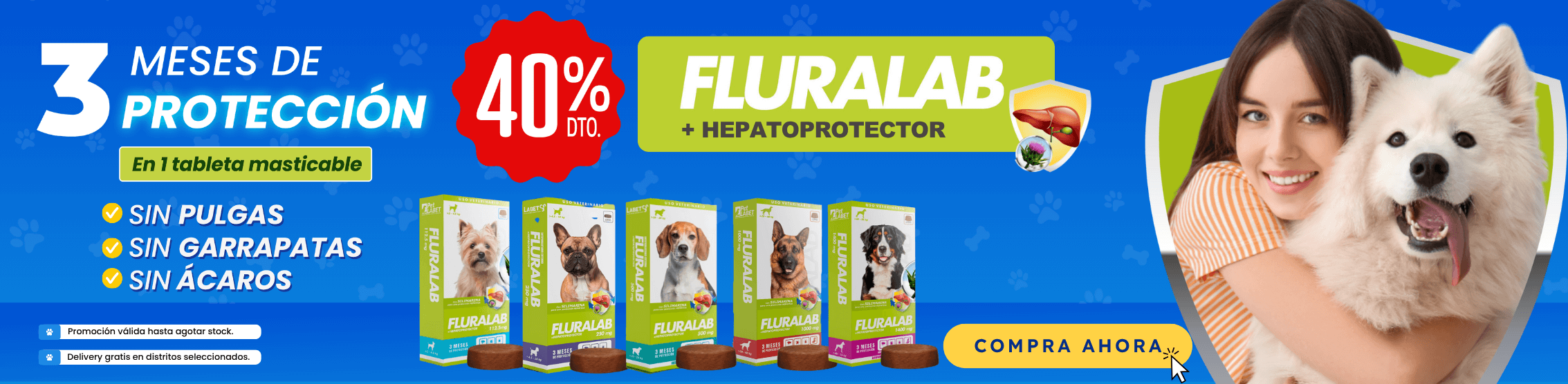 40% DSCTO EN ANTIPULGAS FLURALAB TODO EL AÑO