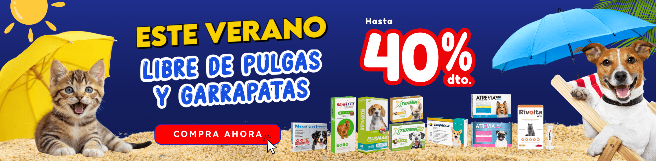 HASTA 40% DE DESCUENTO EN ANTIPULGAS TODO EL AÑO