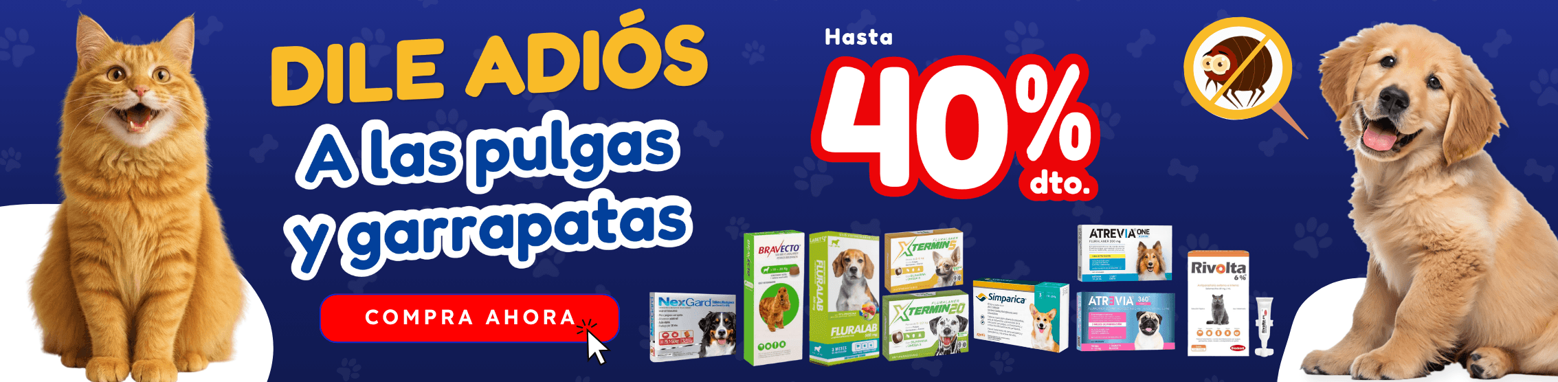 HASTA 40% DE DESCUENTO EN ANTIPULGAS TODO EL AÑO