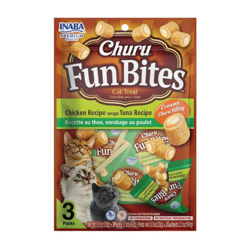 Churu Fun Bites Pollo y Atún Pack x3 Snack para gatos Churu Fun Bites Pollo y Atún Pack x3 Snack para gatos - Imagen 1